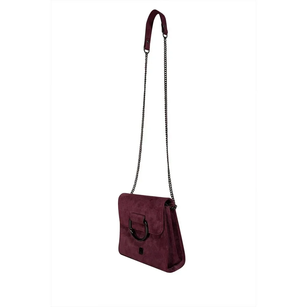 Hogl - Plum Purple Suede Chain Strap Crossbody Bag